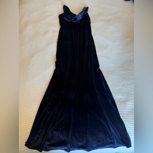 Elegant Blue Velvet Gown